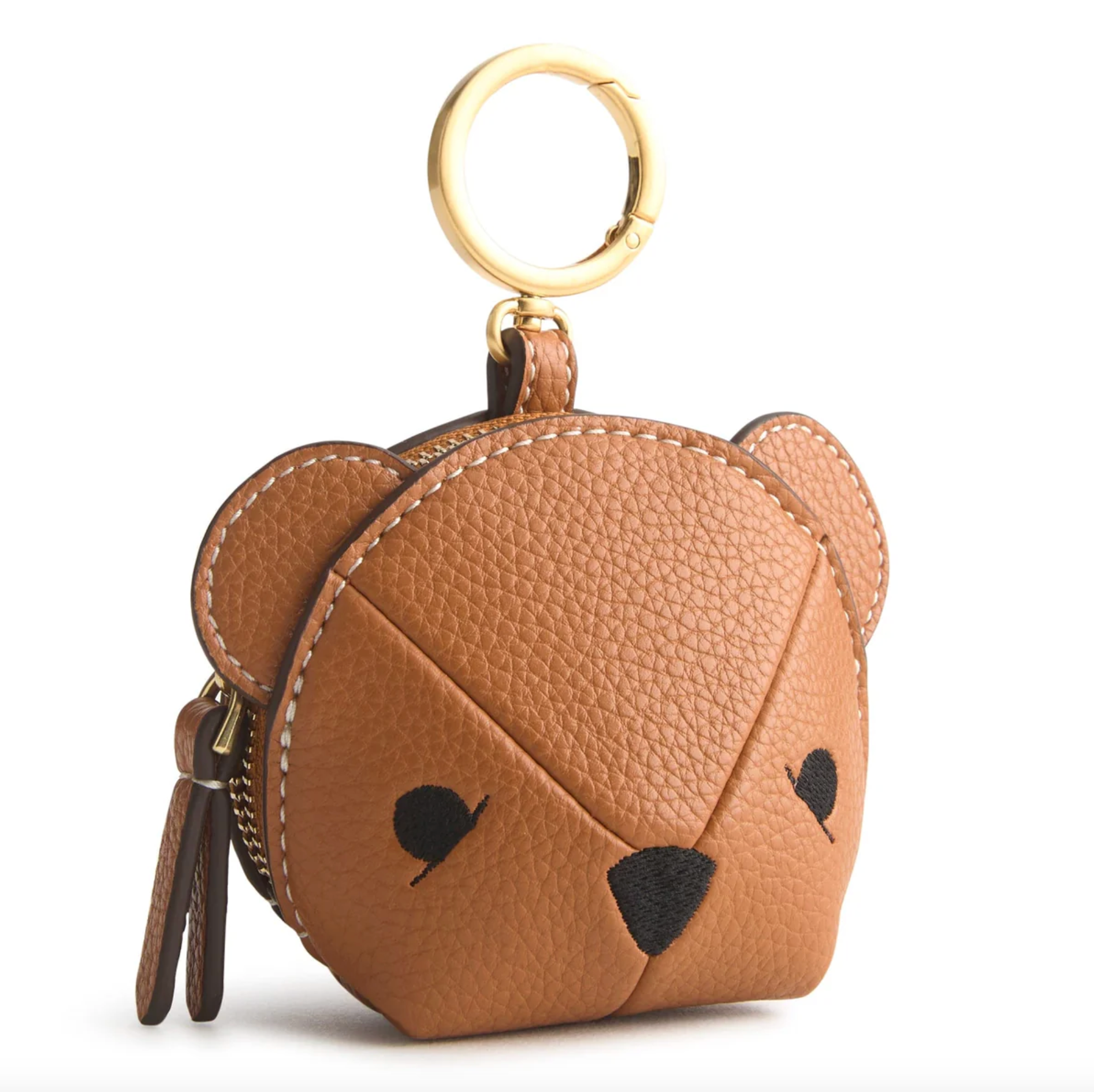 Portachiavi In Vera Pelle Brown Bear Con Protezione RFID – Portamonete E Mini Portafoglio Unisex, 12x7.8x1 Cm, Nero